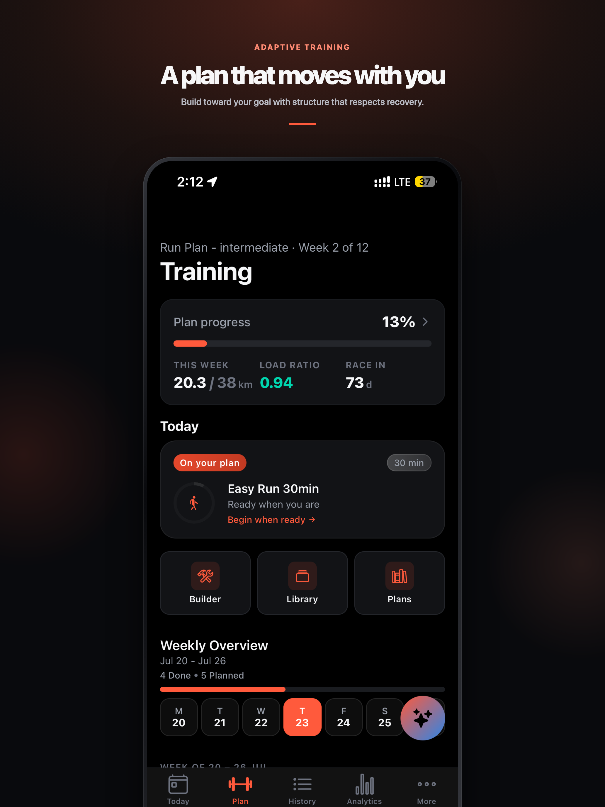 EverRun training plan screen