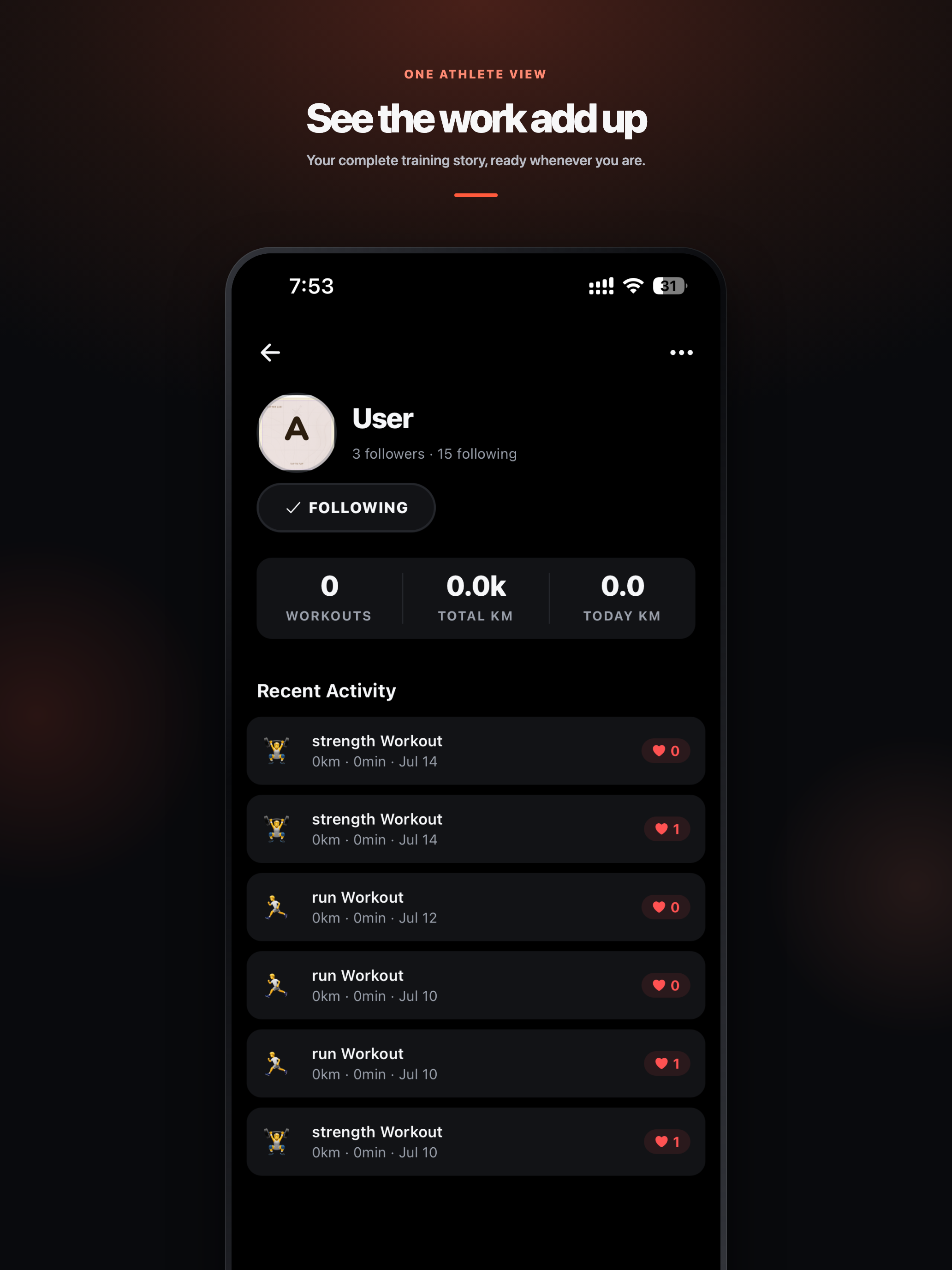 EverRun activity history screen